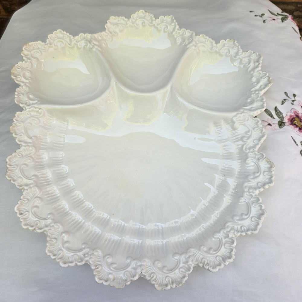 Elegant Italy White Porcelain Serving Platter Large
